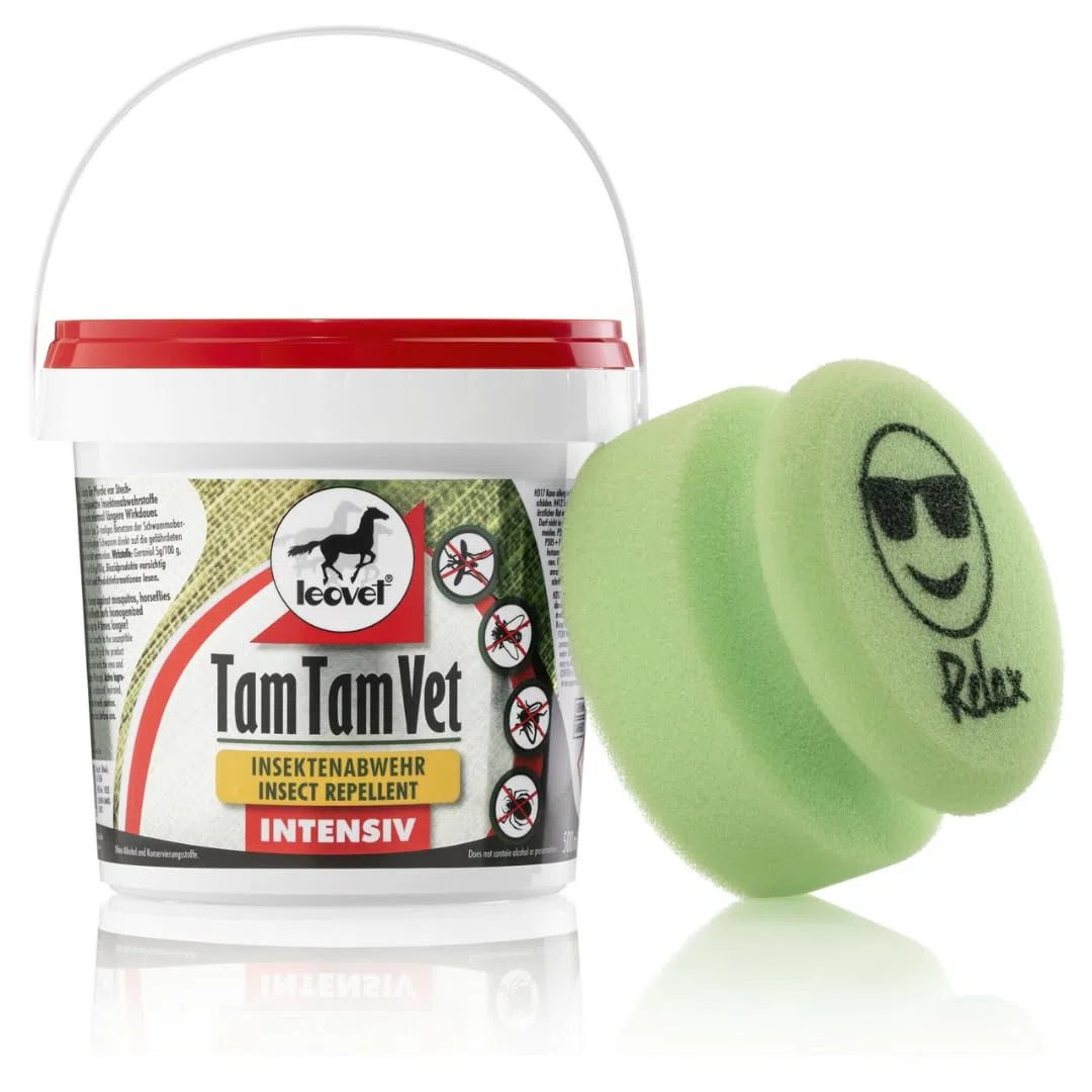 RL24 leovet - Tam Tam Vet Intensiv Gel | Insektenschutz für Pferde | Insektenabwehr mit 4-Fach verstärkter Wirkdauer | Schutz vor Mücken, Bremsen & Zecken | 1 x 500 ml Eimer mit Schwamm