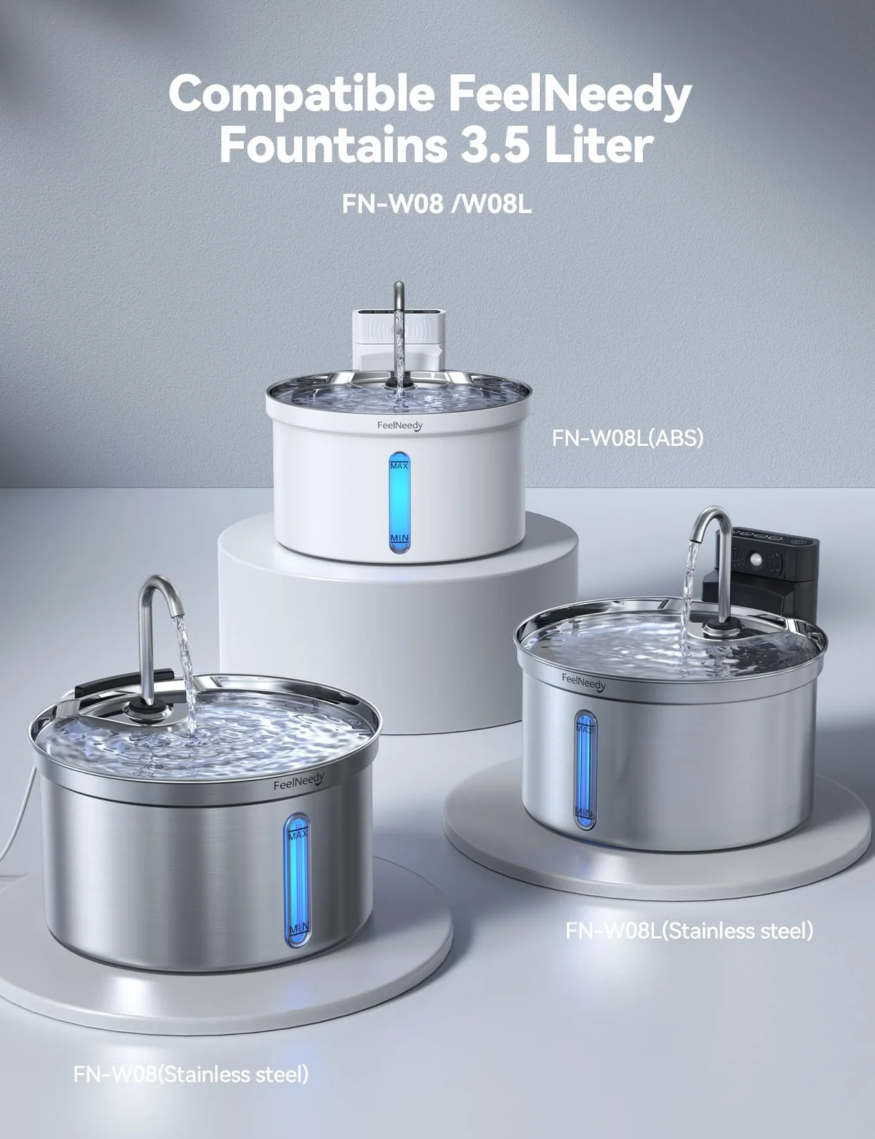 FEELNEEDY 6pcs Ersatzfilter+6pcs Wasserpumpenschwamm für Katzenbrunnen, gesunde und hygienische Filter für Haustier Wasserspender FN-W08/W08L (Ersatzfilter-Aktivkohle)