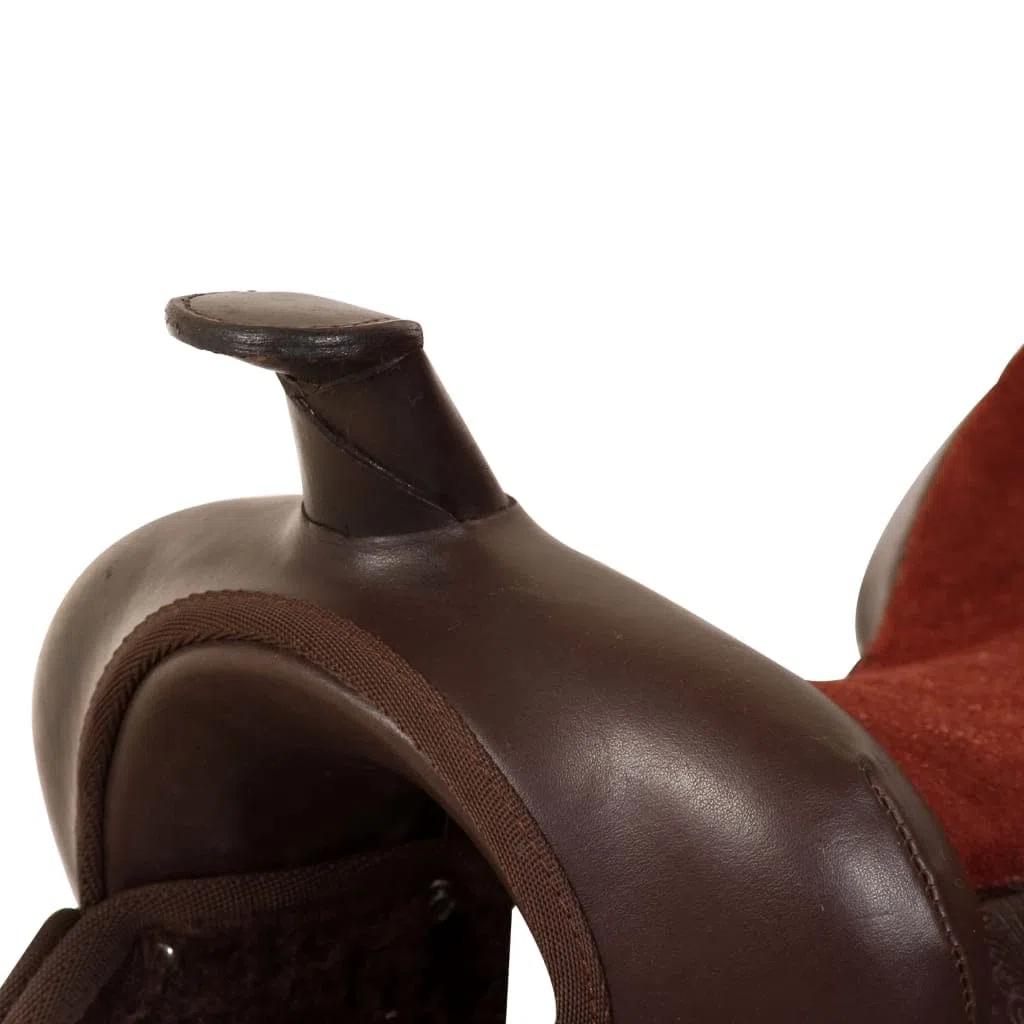 Western-Sattel 16 Zoll Braun aus Echtleder mit Halfter und Brustblatt, gepolstert und ergonomisch für Reitsport, Wanderreiten und vielseitige Nutzung