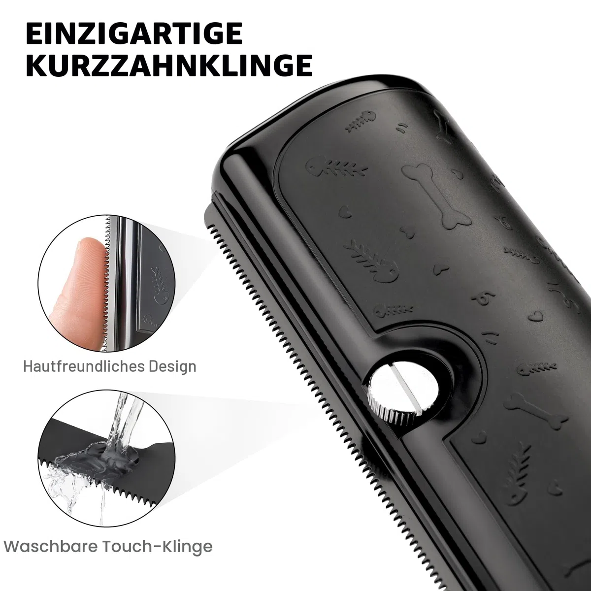 Hundebürste und Katzenbürste, Schwarz | Shedding Blade für Kurzhaar, Mittelfell, Fellwechsel, lose Haare und Unterwolle bei Hunden und Katzen