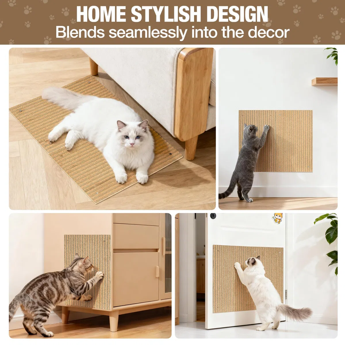 Kratzmatte aus Kork für Katzen, Kratzbäume, Katzenkratzer für den Innenbereich, Möbel für Wand und Boden, Mischung aus natürlichem Kork und Karton, keine Verschmutzung, Splitter, leicht zu reinigen, 2
