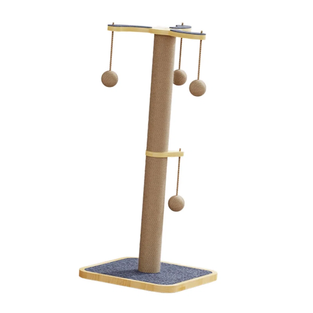 predolo Kratzbaum Katzen Kratzsäule Sisal Kletterbaum Kratzspielzeug mit Interaktivem Ball Zum Spielen Und Klettern aus Holz Und Filz für Hauskatzen