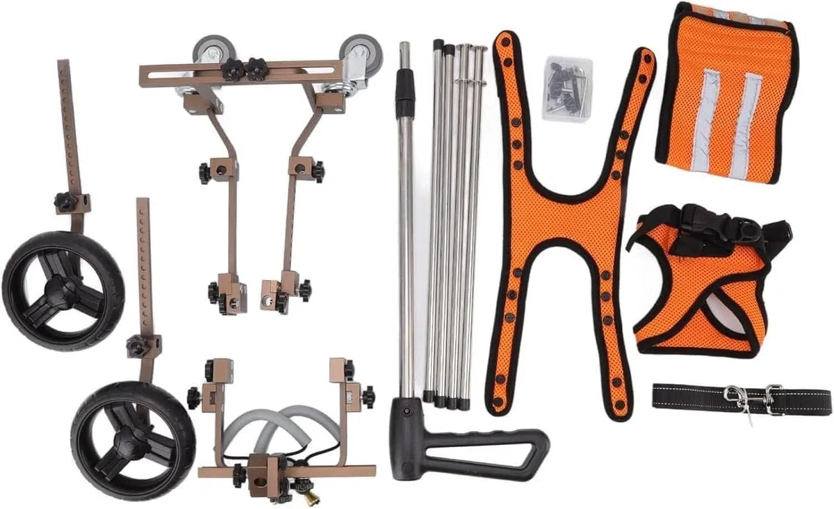 Verstellbarer Hunderollstuhl mit 4 Rädern for kleine und kleine Hunde, manueller Kinderwagen for Hunde und Katzen mit Arthritis und Schwäche der Vorderbeine, Hilfe for Haustiere