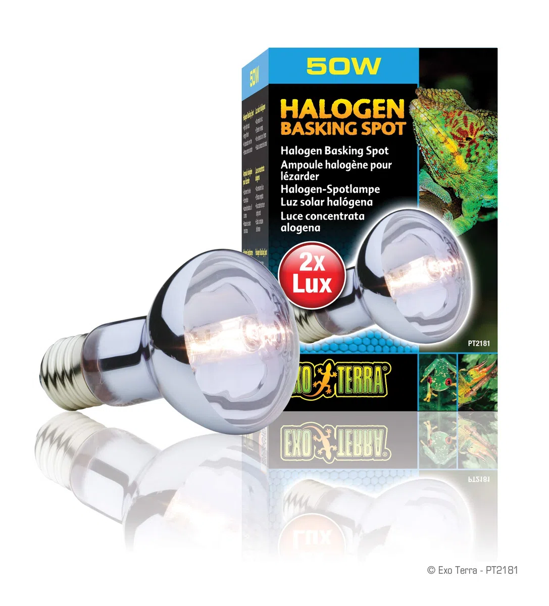 Exo Terra Halogen Basking Spot, Breitspektrum Tageslichtlampe, 75W, Fassung E27, 1 Stück (1er Pack)