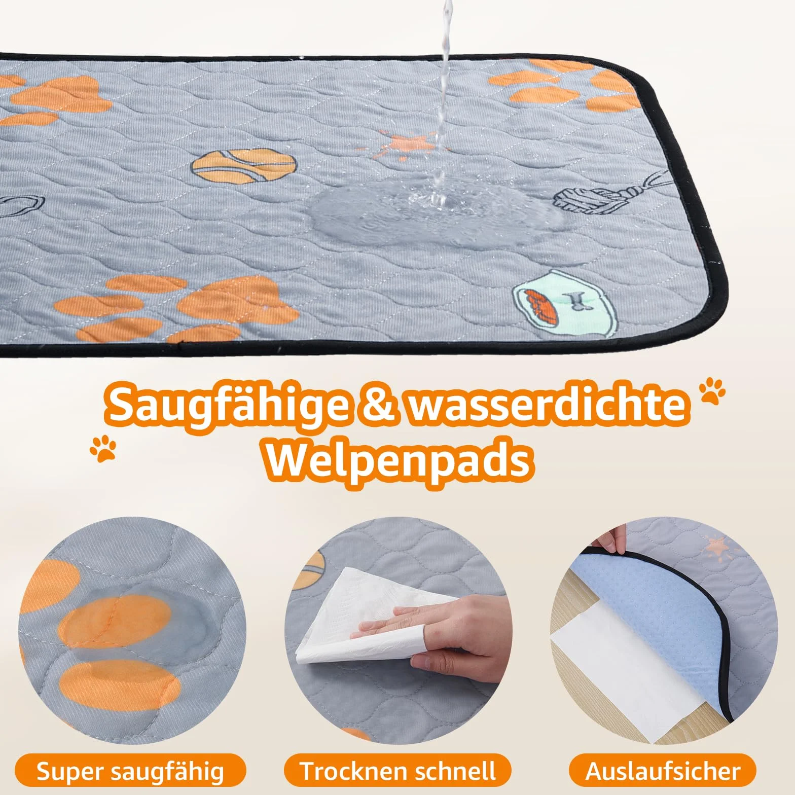 Wiederverwendbare Welpenunterlagen, 2er Pack super saugfähige PIPI Matten für Hunde, rutschfeste Hundetrainingspads für Sofas, Hundelaufställe oder Autositze