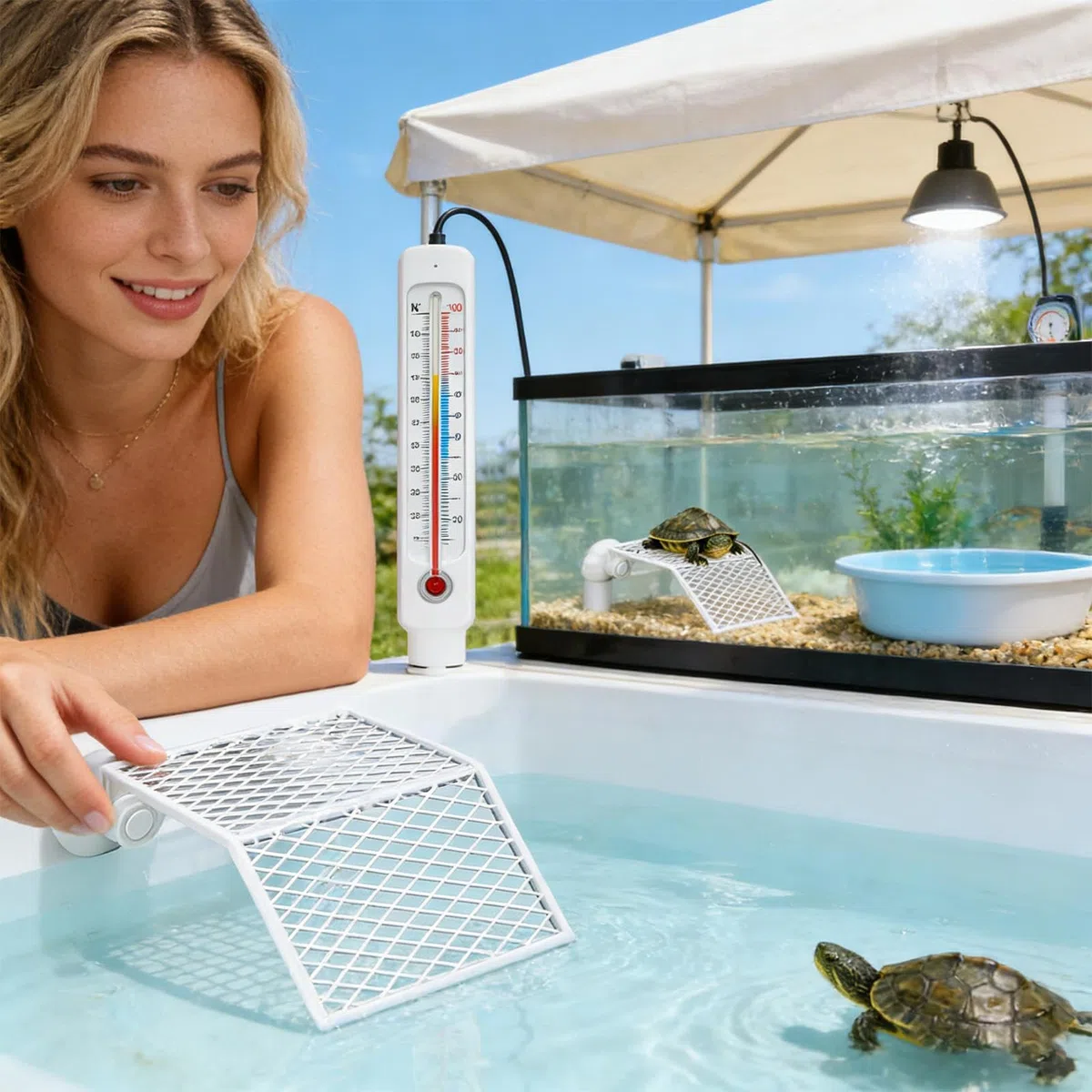 Schildkrötenrampe Dock – Saugnapf-Eisen, rutschfestes Sonnenzubehör, Reptilien-Aquarium-Kletterrampe zur Stimulierung, Bereicherung von Langeweile, Schildkröte, Bartdrache, , Fisch