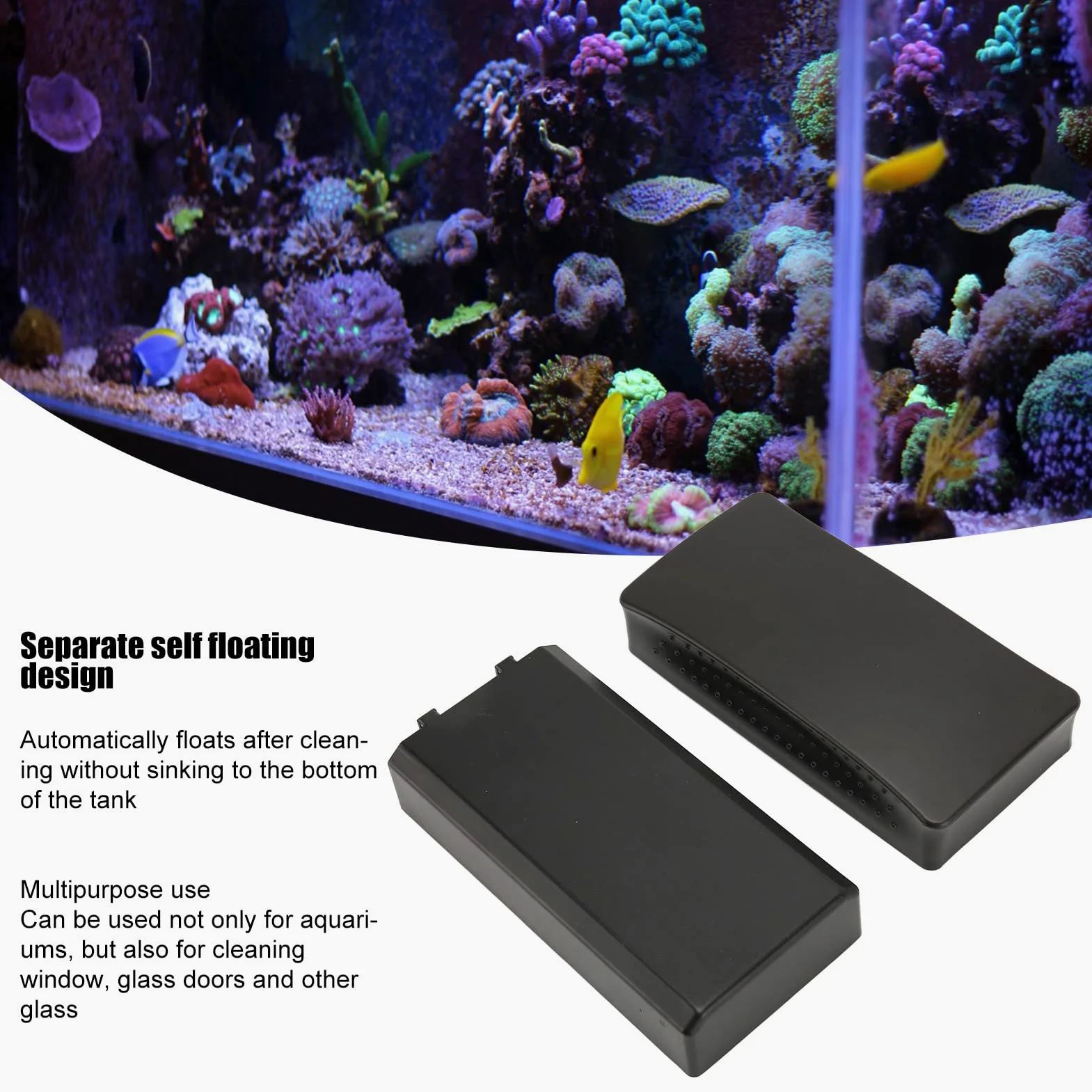 Magnetischer Algenschaber für Aquarien, separater selbstschwebender Aquariumreiniger, magnetische Bürste für Aquarium-Reinigungswerkzeug (L)
