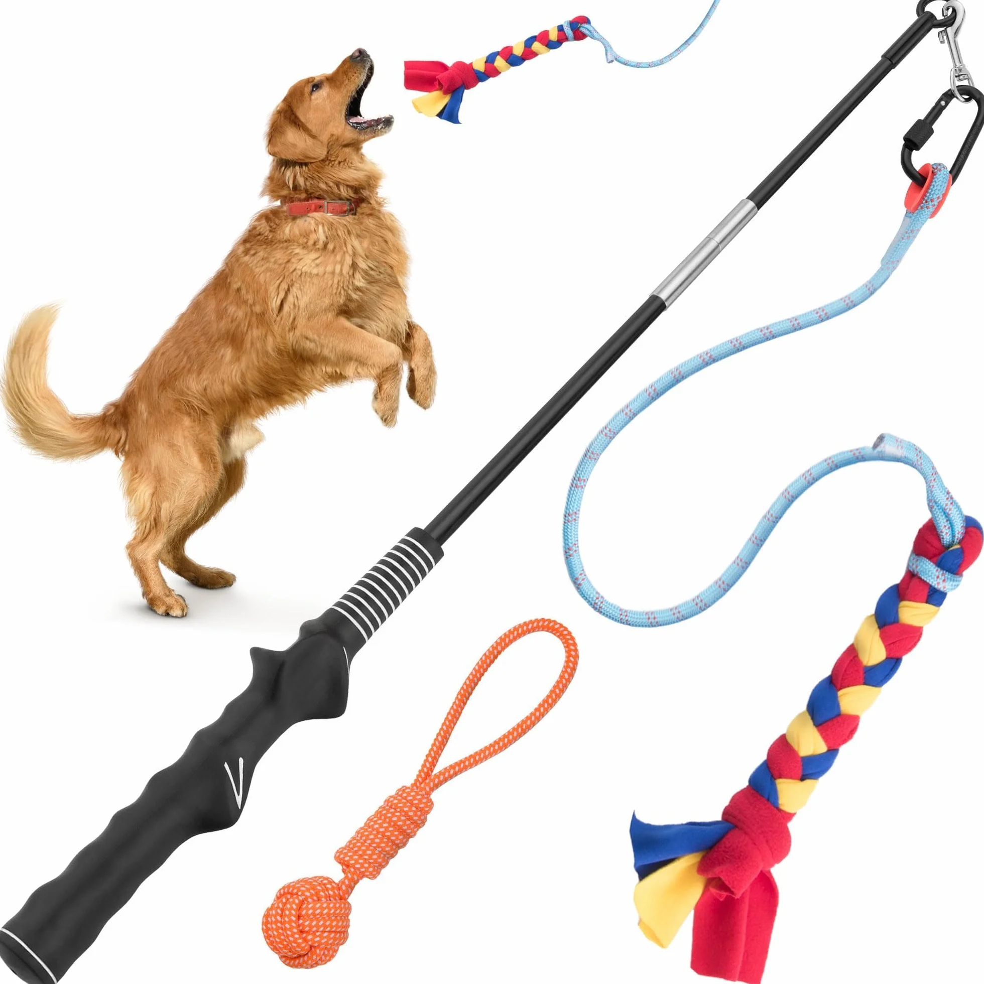 Reizangel für Hunde mit sicherem und starkem Nylonseil, robuster Köderstab für Hunde jeder Größe, Hundespielzeug für Gehorsamstraining und Übungen, Flirtstange, Teaser Rute von Yes4Quality