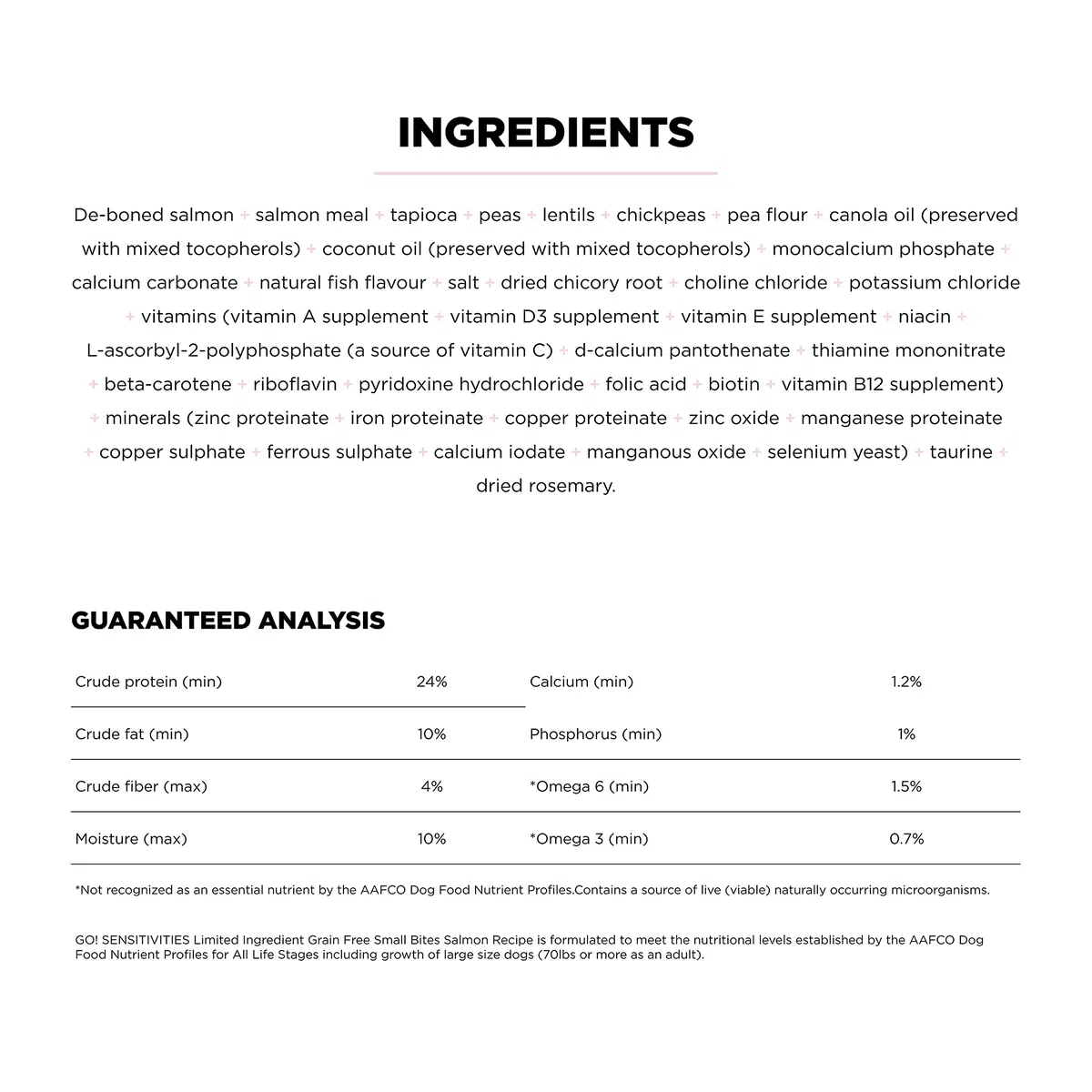 Go! Solutions Sensitivities Limited Ingredients, Getreidefreies Trockenfutter für Hunde, kleine Bissen Lachs Rezept für empfindlichen Magen, 10 kg Beutel