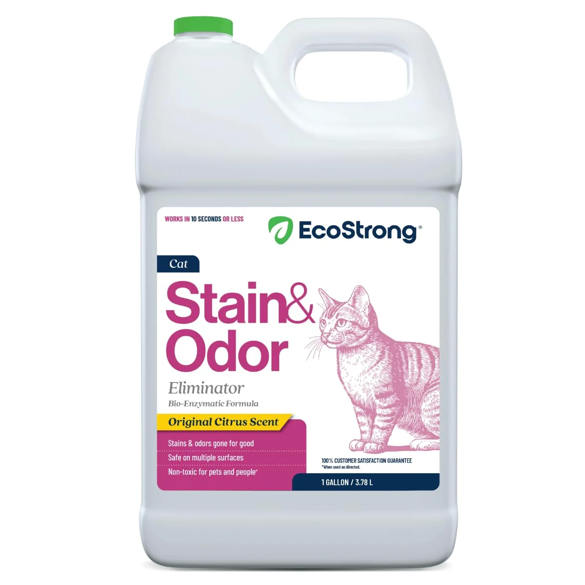 Cat Stain and Odor Remover| Enzyme Urine Odor Neutralizer - Stain Remover for Carpet, Litter Boxes, Bedding, and Laundry [Citrus Scent Gallon Value Size]