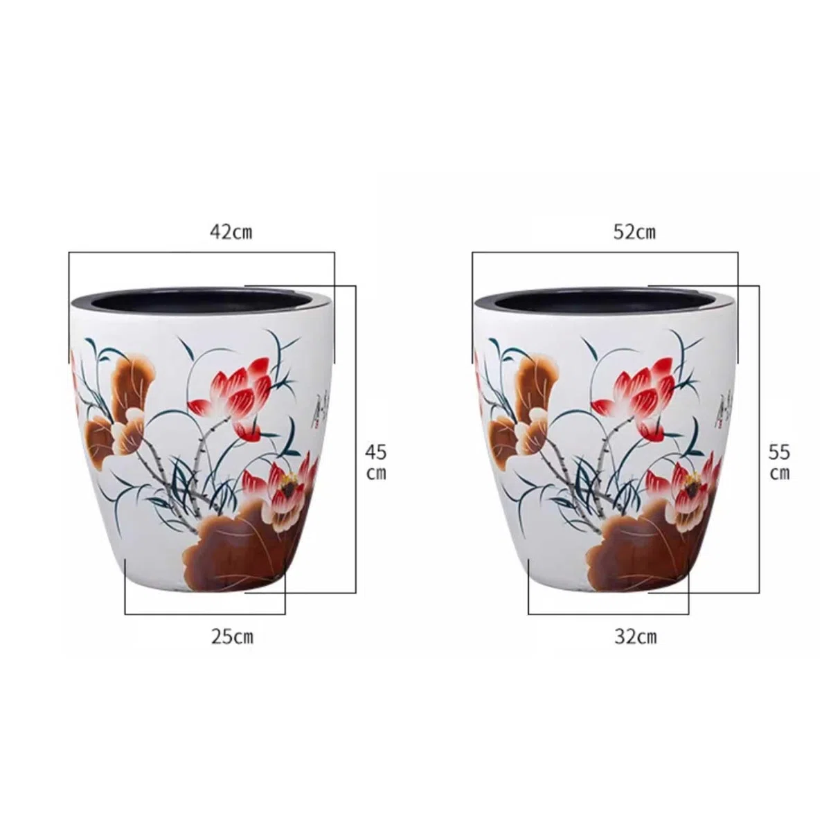 Aquarium Deko Vintage Keramik Aquarium Hydrokultur Lotus Seerose Blumentopf Wassertank Terrasse Wohnzimmer Dekoration Mini Aquarium(Klein)
