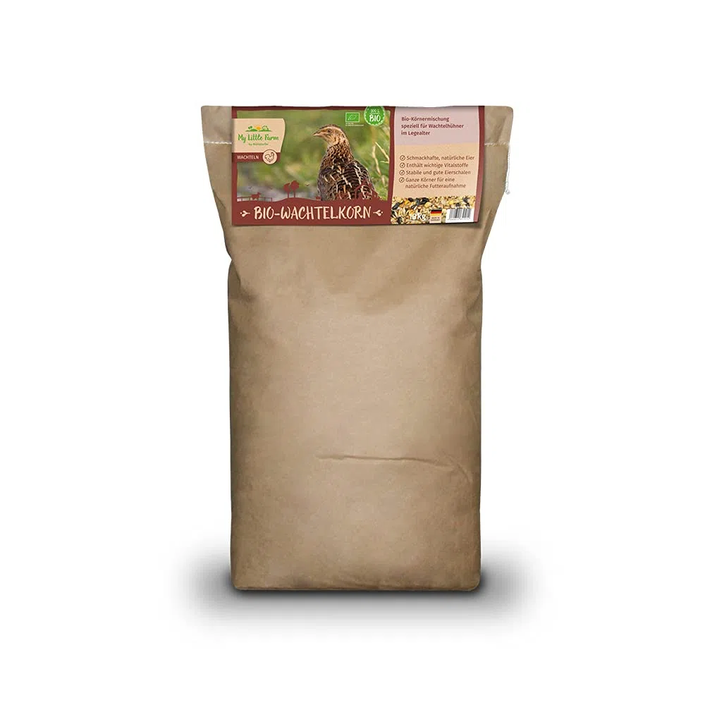 My Little Farm Bio-Wachtelkorn, 10 kg, Futter für Wachtelhühner im Legealter, wertvolle Bio-Körnermischung, vitalstoffreich, für schmackhafte und natürliche Eier