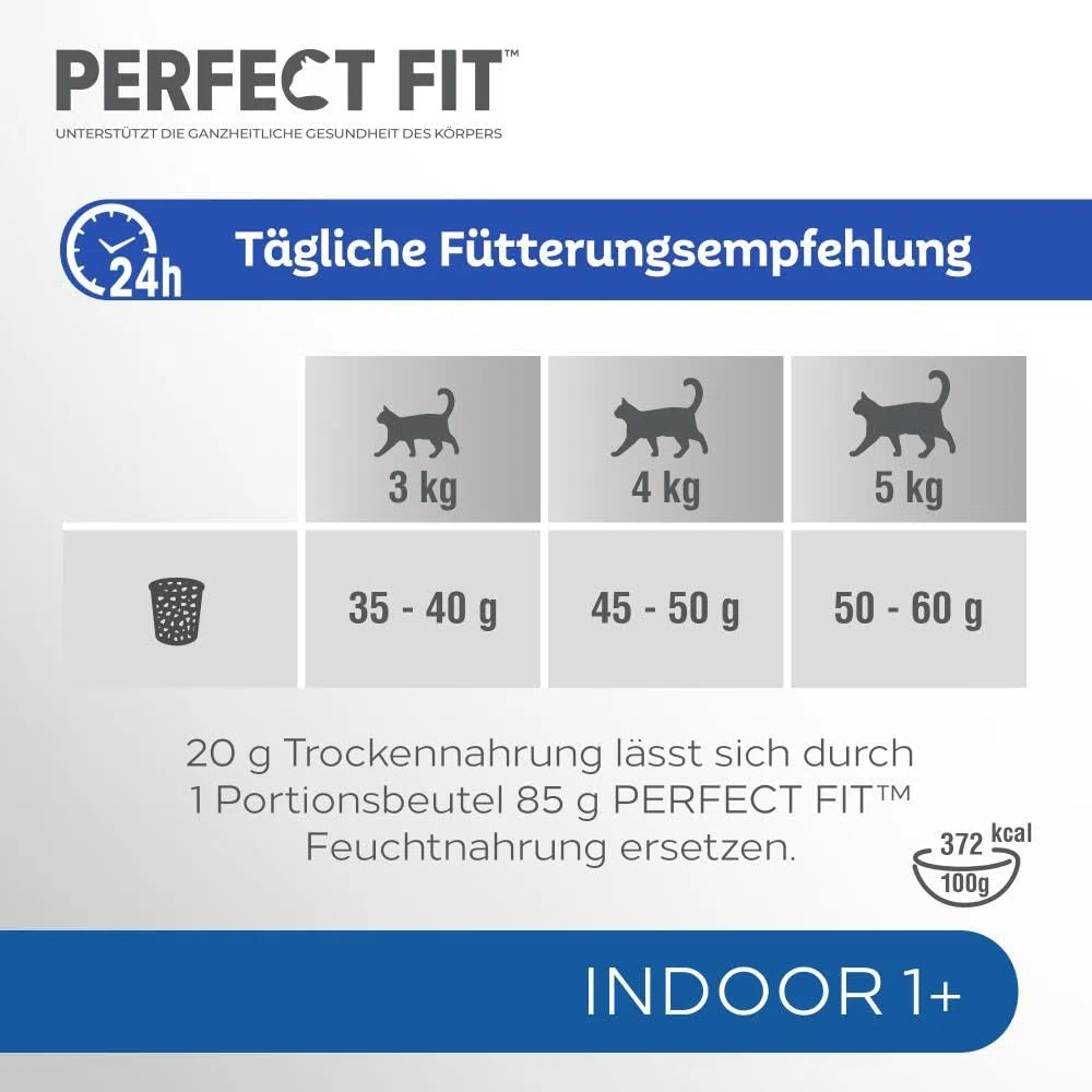 PERFECT FIT Indoor Adult Trockenfutter für erwachsene Katzen ab 1 Jahr - Huhn, 750g (6 Beutel)