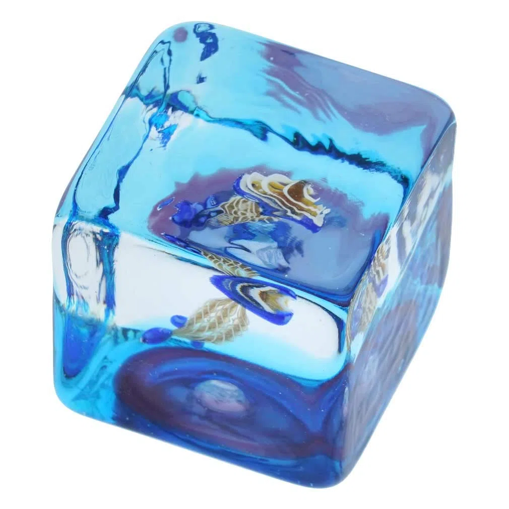Murano Glas Aquarium Würfel mit Quallen - 1-1/4 Zoll