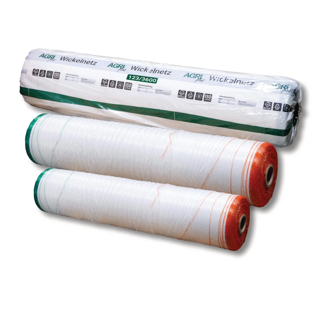 AGRIplus Wickelnetz für Rundballen | 1,23 m x 3600 m | UV-beständig und reißfest | Brennholznetz | Rundballennetz | Heunetz | Pressennetz