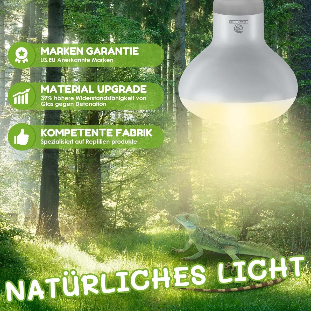 Reptilien Wärmelampe Terrarium 50W 2stück, E27 Intense Basking Spot Lampe Terrarium, Wärmelampe tiere Heizung für Schildkröten, Bartagame, Schlange, Huhn, Hund