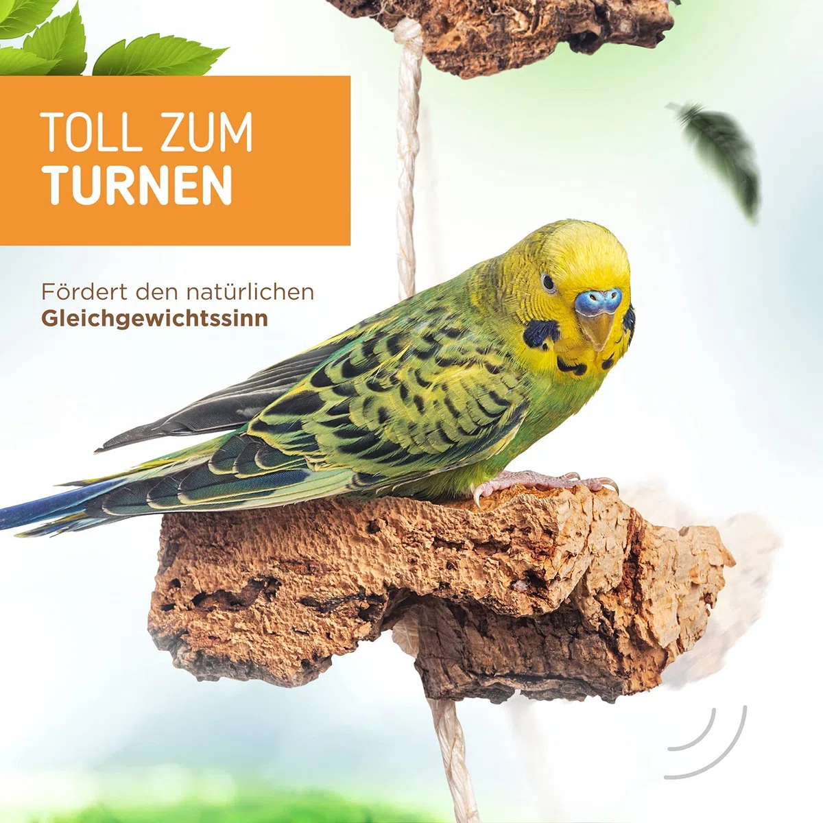 Vogelgaleria® Kork Knabberseil - das perfekte Wellensittich Spielzeug und Vogelzubehör zum Klettern und Nagen | Vogelspielzeug