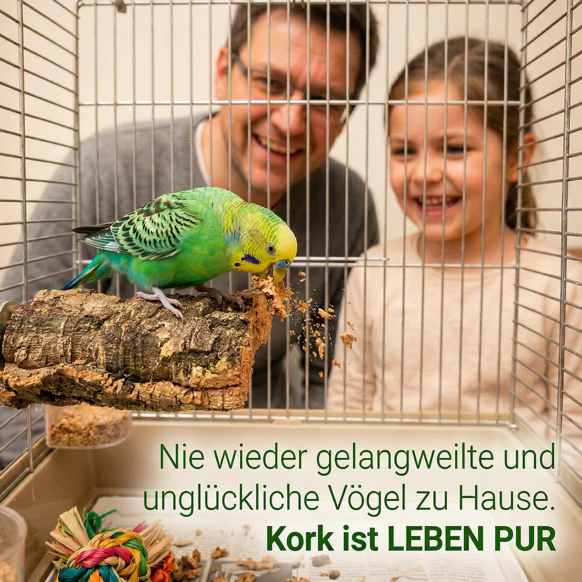 2 STÜCK 20x10cm Korksitzbrett Wellensittich Zubehör - Spielzeug - Zubehör im Vogelkäfig fördert Krallen & Schnabelpflege mit Befestigung ohne Werkzeug. Vogelspielzeug aus Kork