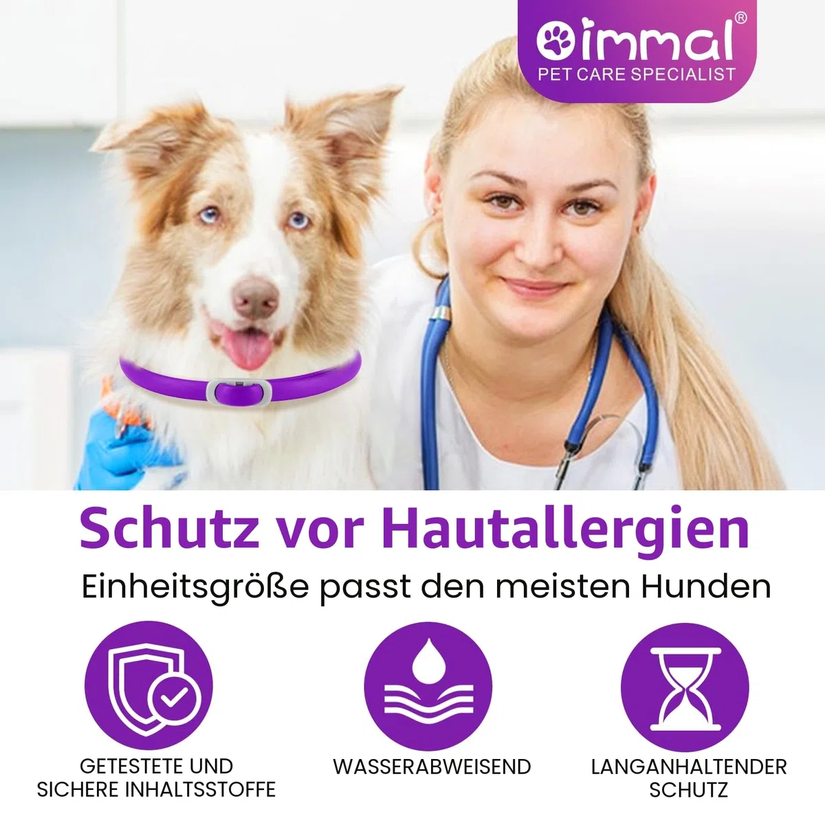 Zeckenhalsband für Hunde 4 Stück, Zecken-Flohschutz Halsband für Hunde, Verstellbar Flohhalsband für Hunde 60 cm, 24 Monate wirksamer Schutz gegen Zecken Und Flöhen | Wasserfest