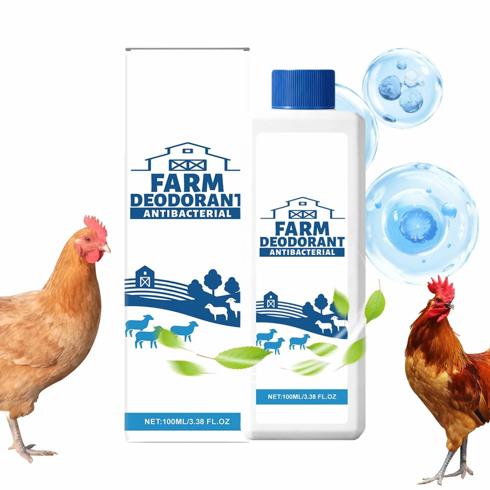 Geruchsentferner für Geflügelstall, Landwirtschaftslösung, 100 ml, Geruchsvernichter-Spray für Nutztiere, für Vogelhöfe, Wachtelregal, Hühnerstall, Entenstall, Hasenstall