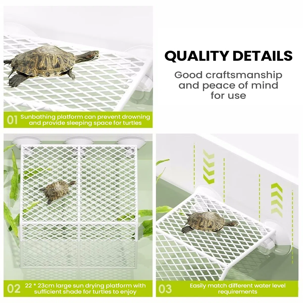 Schildkrötenrampe Dock – Saugnapf-Eisen, rutschfestes Sonnenzubehör, Reptilien-Aquarium-Kletterrampe zur Stimulierung, Bereicherung von Langeweile, Schildkröte, Bartdrache, , Fisch