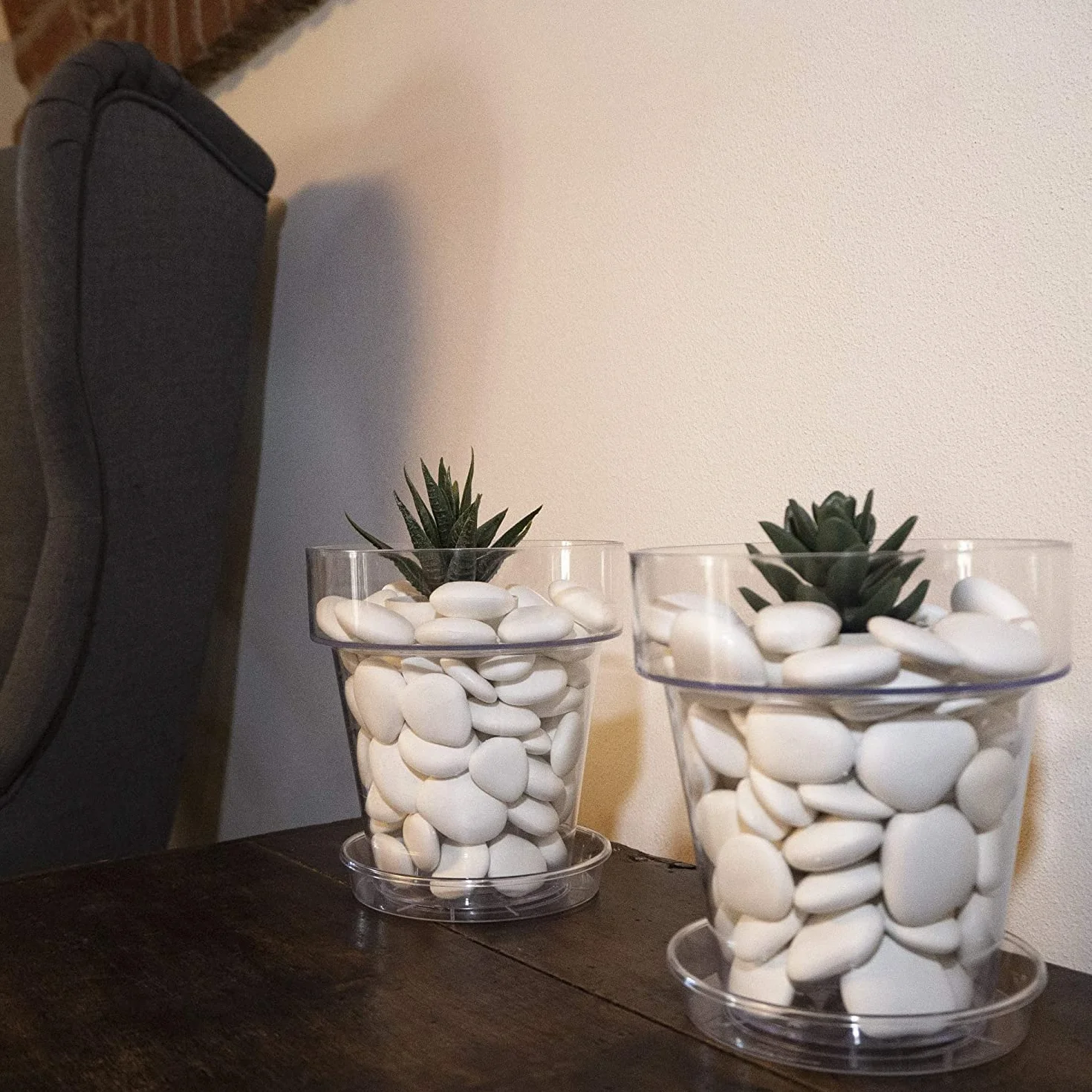 Kalapanta - Dekosteine ​​aus recyceltem Kunststoff für Vasen, Malerei, Aquarien, Haus, Garten (Größe S Ø 2-5 cm, etwa 75 Stück, Weiß)