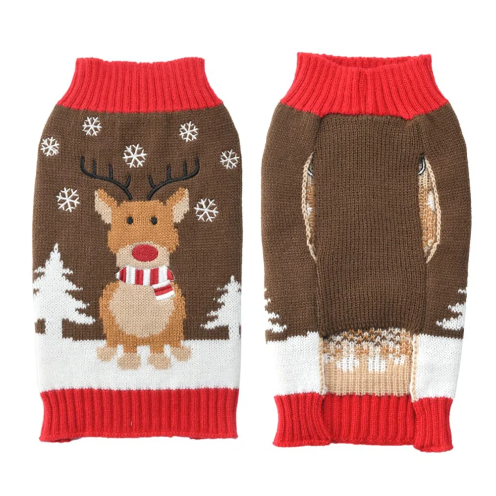 ABRRLO Weihnachten Hund Pullover Dog Sweater Hundepullover Haustier Hundepulli Warm Welpe Kleine Mittel Hunde (L, Hirsch)