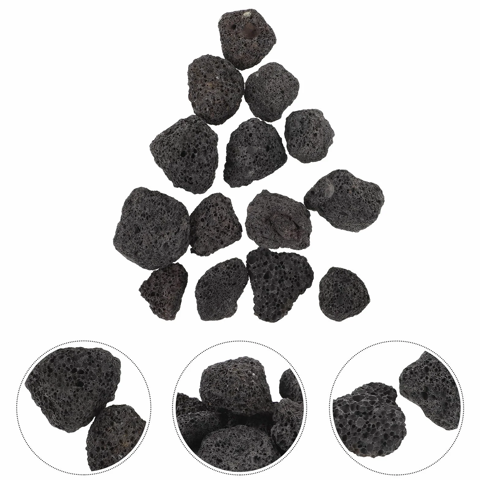 BESTonZON 400g Natürliche Lavasteine, Vulkanische Feuerstelle Lavasteinkiesel für Aquarien und Pflanzenbeete, Poröses Vulkangestein für Süß- und Salzwasser, Schwarze Dekosteine