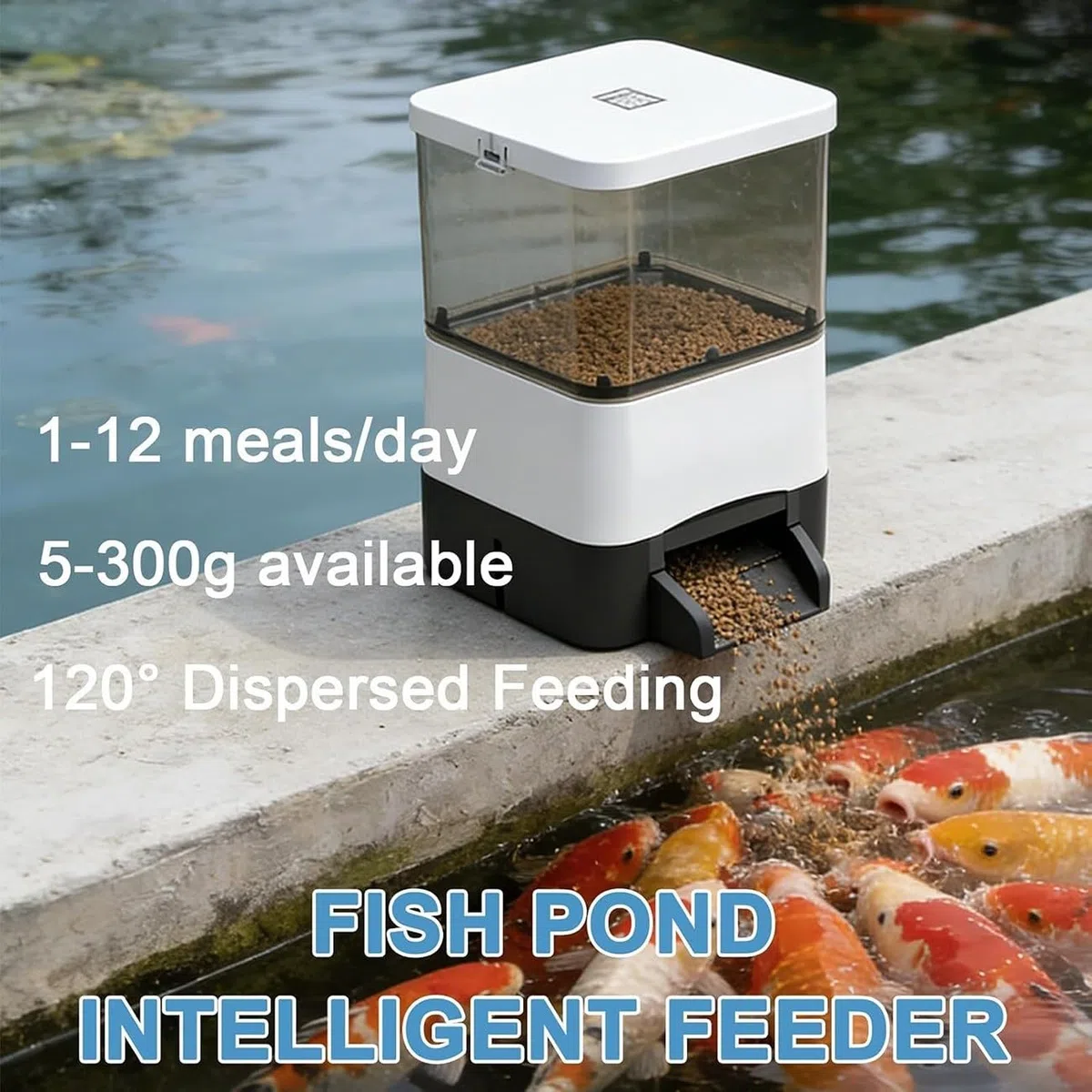 Wetterfester Solarbetriebener Fischfutterautomat Für Teichanlagen