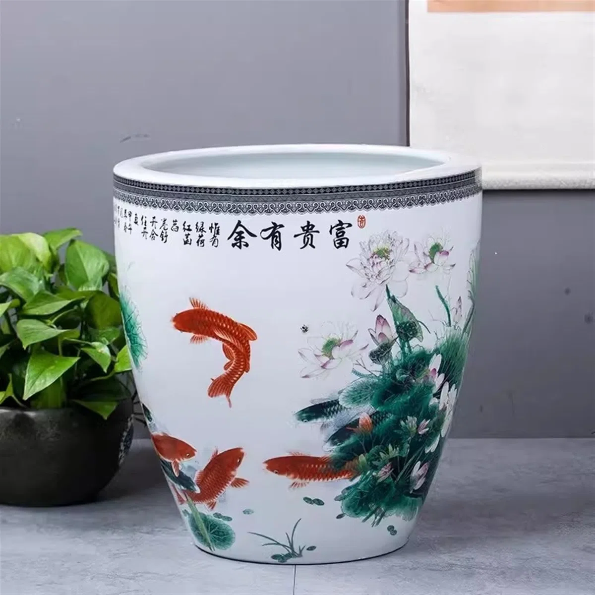 Aquarium Deko Vintage Keramik Aquarium Hydrokultur Lotus Seerose Blumentopf Wassertank Terrasse Wohnzimmer Dekoration Mini Aquarium(Klein)