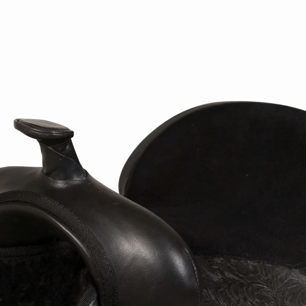 Western-Sattel Echtleder 16 Zoll Schwarz mit Halfter Brustblatt, Leder Reitsattel für Pferd und Reiter, strapazierfähig komfortabel ideal für Freizeit Wanderreiten Turnier