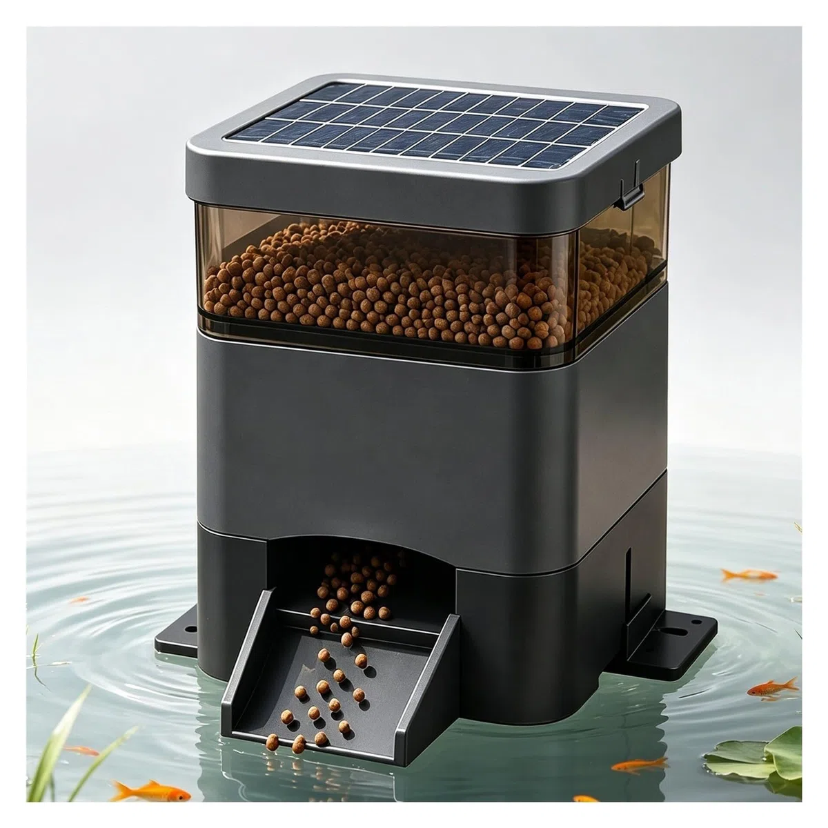 Wetterfester Solarbetriebener Fischfutterautomat Für Teichanlagen