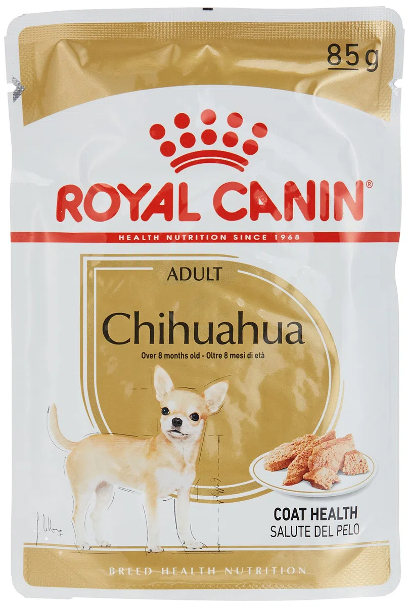 Royal Canin Chihuahua Adult | 12 x 85 g | Nassfutter für ausgewachsene Chihuahuas | Zur Unterstützung der Stuhlqualität und der Zahngesundheit | Hohe Akzeptanz