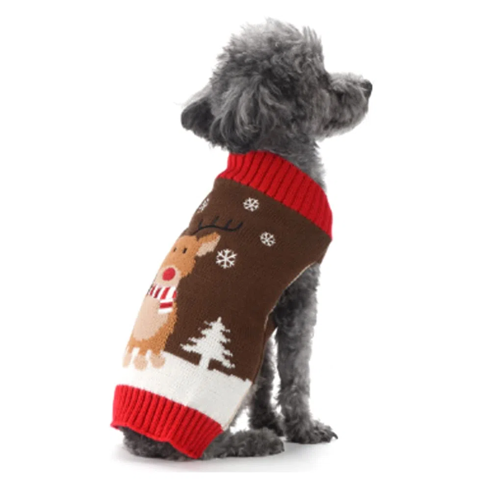 ABRRLO Weihnachten Hund Pullover Dog Sweater Hundepullover Haustier Hundepulli Warm Welpe Kleine Mittel Hunde (L, Hirsch)