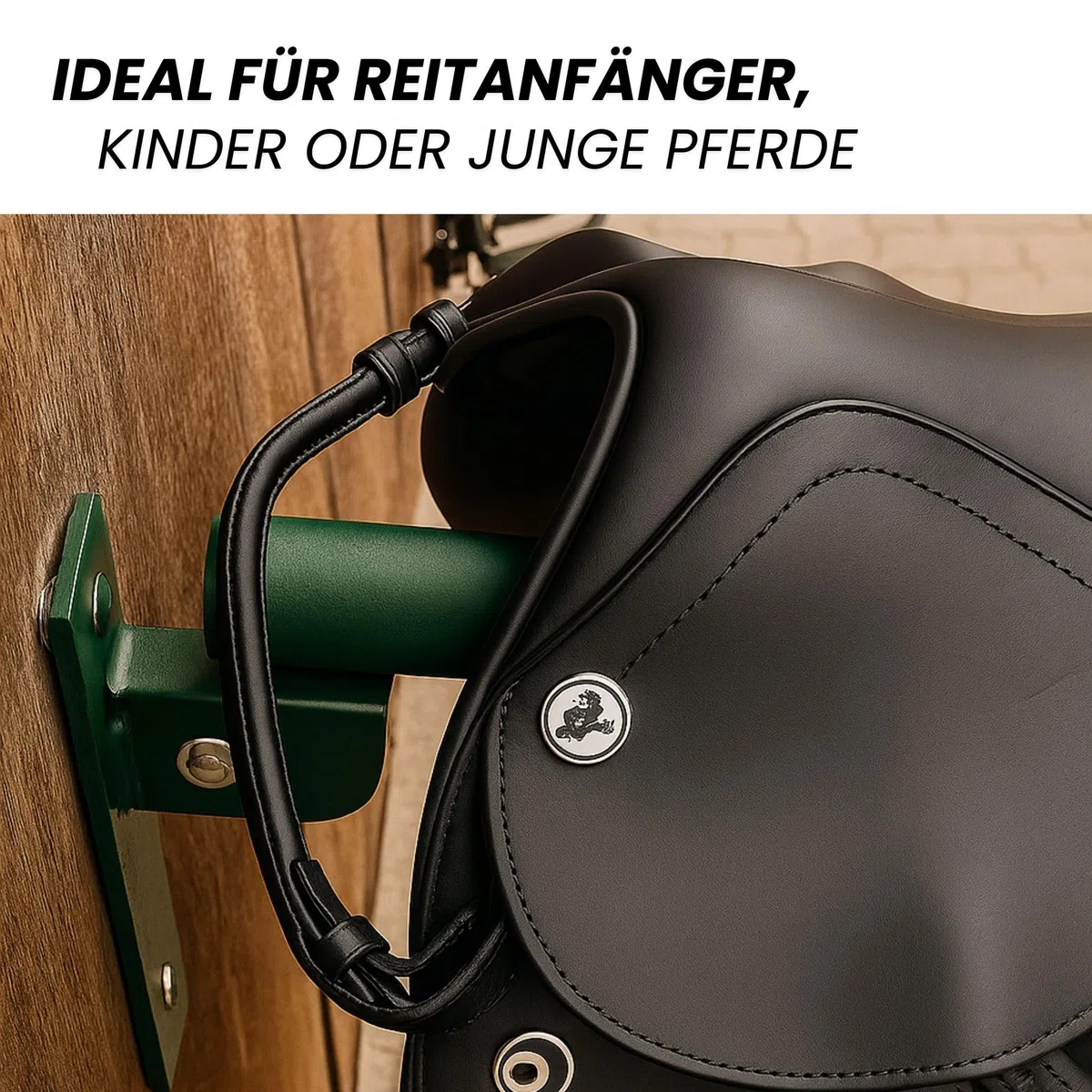 Pferdelinis Anfassriemen Sattel klassischer Maria Hilfsriemen aus Leder in schwarz Halteriemen Reitsattel, Aufstiegsriemen & Festhalteriemen für Kinder, Anfänger & Reiter (Schwarz)