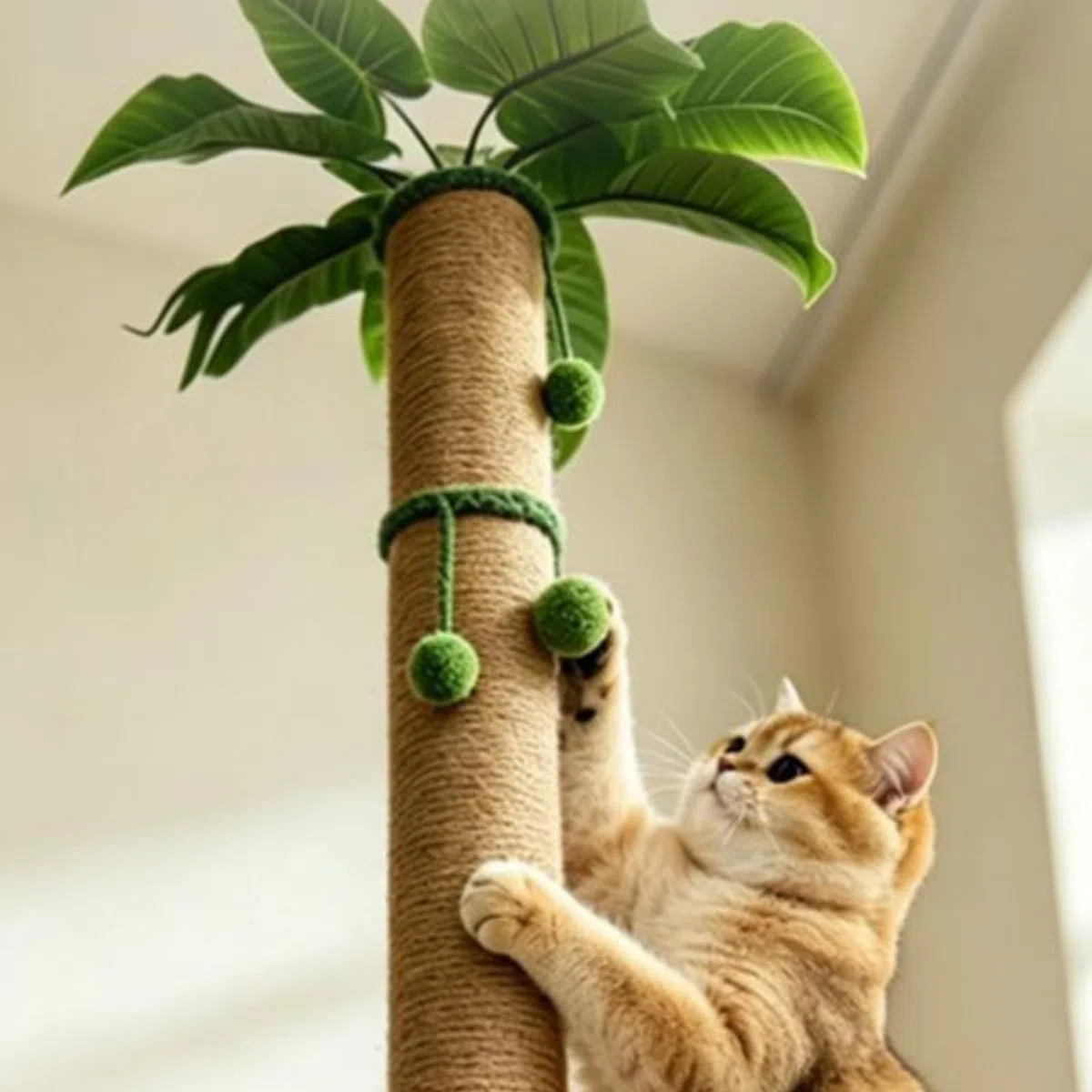 Sich Katzenspielzeug mit Sisalstamm, 157 cm, 157 cm Extrahohes Sisal-Katzenkratzbaum-Modell Im Süßen Palmen-Design