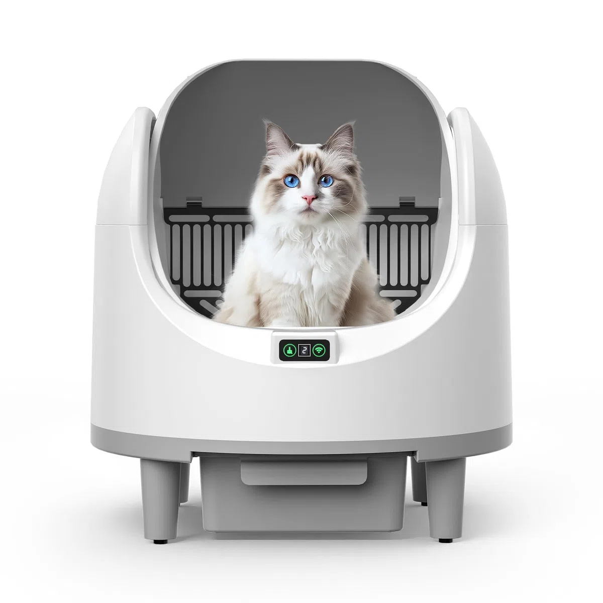 Katzenklo Selbstreinigende Katzentoilette Offene, Automatische Katzentoilette mit App & Sicherheitssensor, Geruchsbeseitigung, Große Fassungsvermögen, Anti Pinch Self Cleaning Cat Litter Box