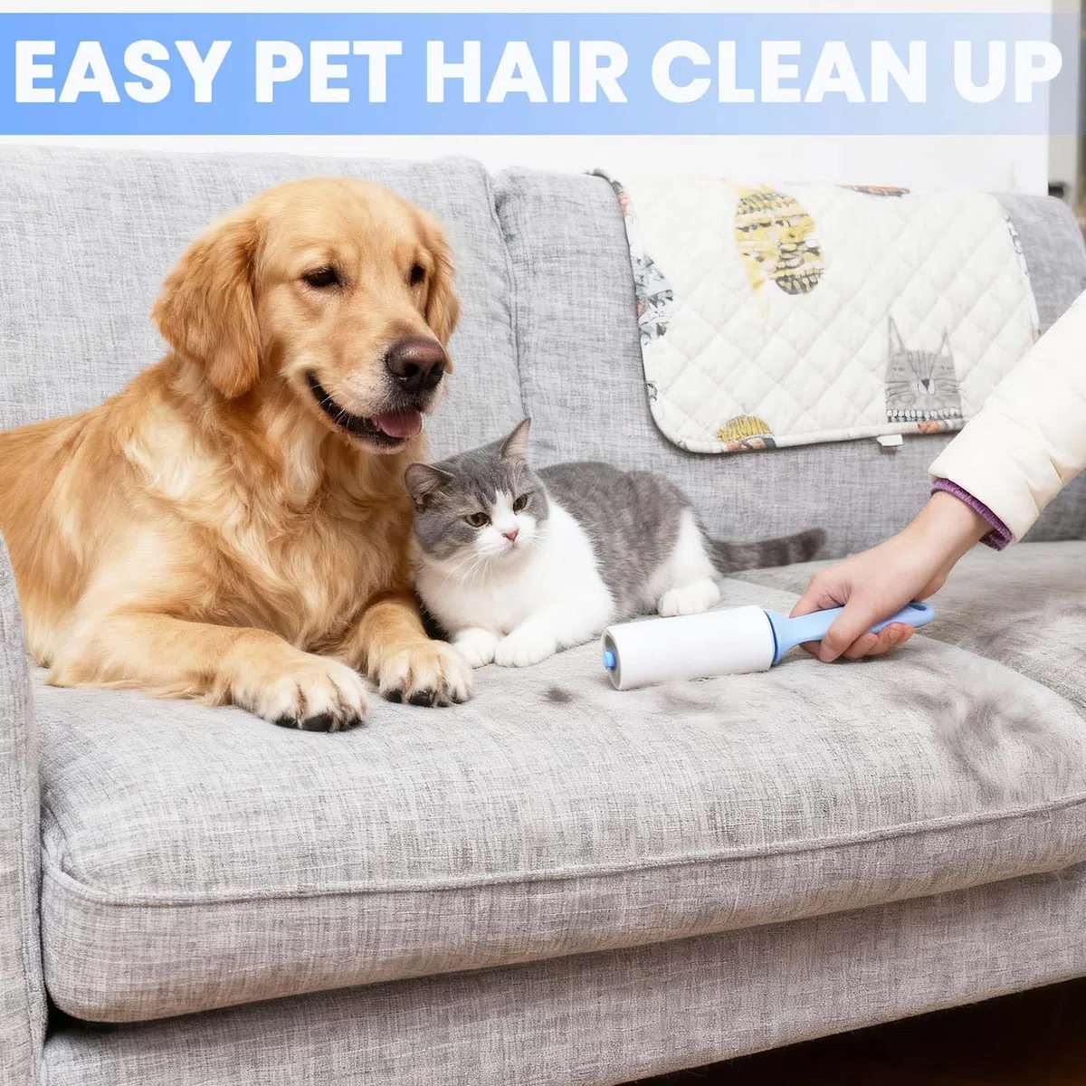 ADHES Fusselrolle 5 Rollen (je 90 Blatt),2 Griffe, Tierhaare Extra Klebrige, Lint Roller für Kleidung, Fusselrolle Tierhaare, Haare, Sofa, Bett, Katzenhaare, Hundehaare