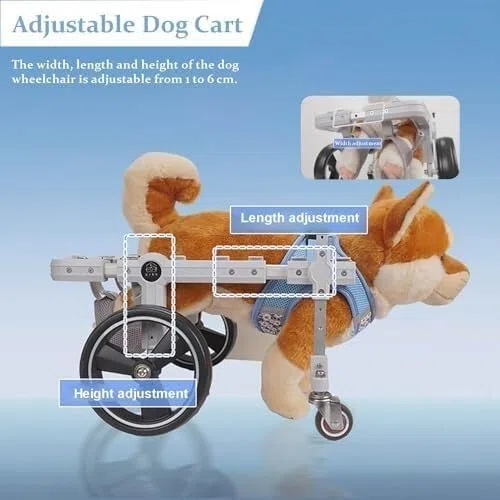 Verstellbarer Hunderollstuhl for kleine und kleine Hunde, Erholungswagen mit weicher Stütze, Haustier-Kinderwagen for verbesserte GEH- und Gehhilfe