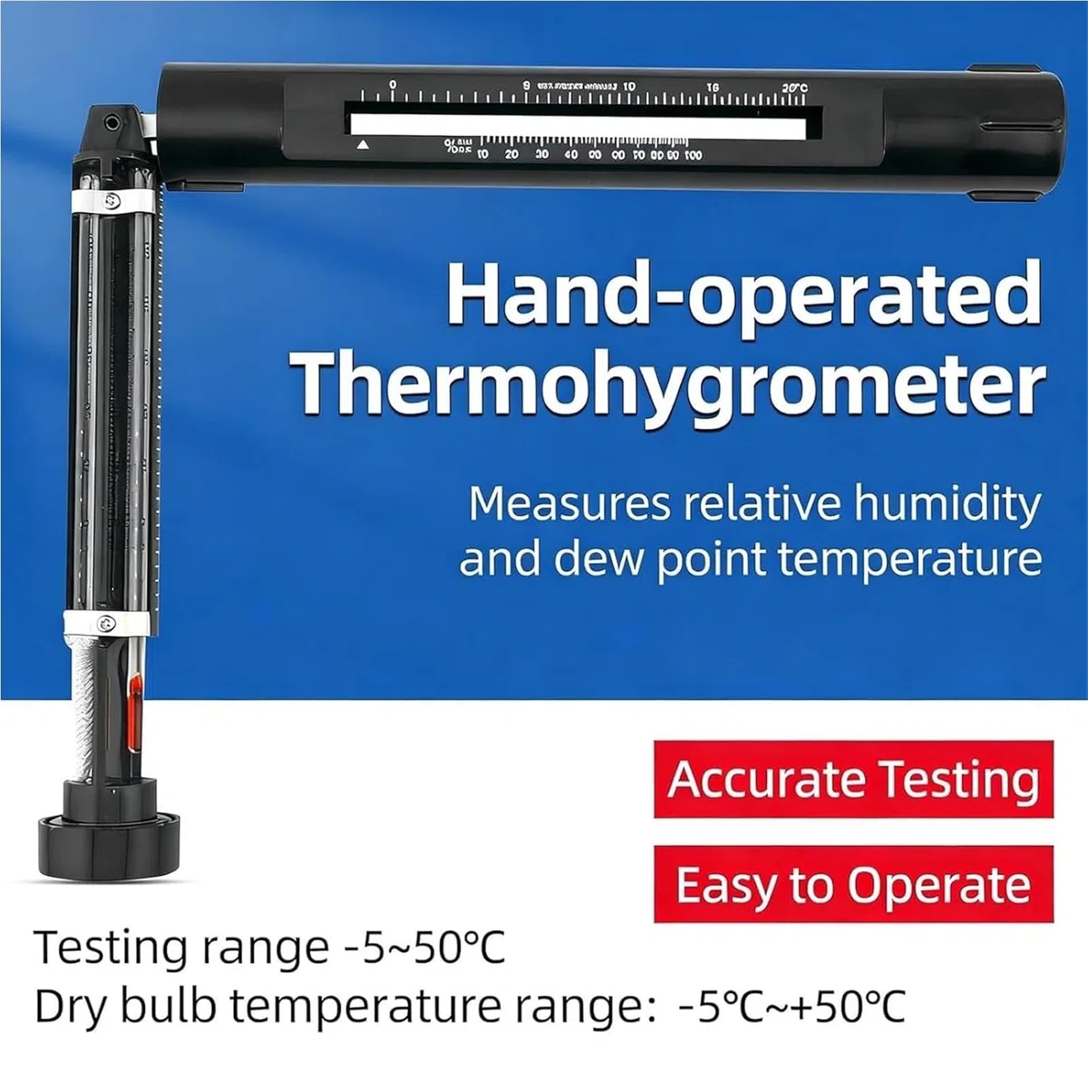 Hygrometer Thermometer, handgekröpftes Temperatur-Feuchtigkeitsmessgerät mit relativer Luftfeuchtigkeitsskala, -5 bis 50 ℃, Innen- und Außenwetterüberwachungsgerät