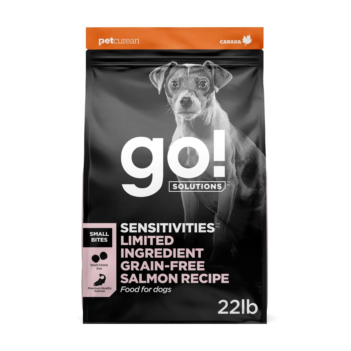 Go! Solutions Sensitivities Limited Ingredients, Getreidefreies Trockenfutter für Hunde, kleine Bissen Lachs Rezept für empfindlichen Magen, 10 kg Beutel
