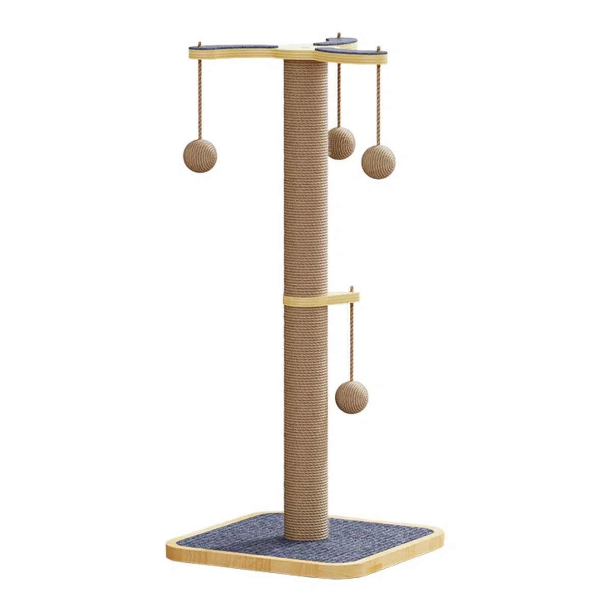 predolo Kratzbaum Katzen Kratzsäule Sisal Kletterbaum Kratzspielzeug mit Interaktivem Ball Zum Spielen Und Klettern aus Holz Und Filz für Hauskatzen