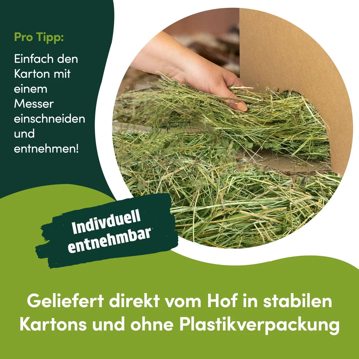 5 kg Heu direkt vom Hof | 1. Schnitt Wiesenheu aus Bayern | hochwertiges & unbehandeltes Heu für Futter & Einstreu von Kaninchen, Hamster, Meerschweinchen & Hasen