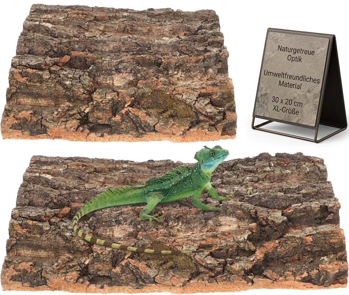 Hemobllo 2Er-Pack Reptilien Baumrinde Dekoration 11.81 X 7.87 Zoll NatüRliches Terrarien ZubehöR Klettern & Verstecken FüR Schlangen SchildkröTen