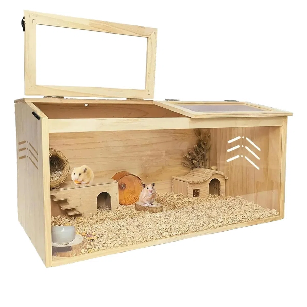Hamsterkäfig for große Hamsterkäfige aus Holz, Hamsterlebensräume mit zu öffnendem oberen Fenster, kleine Anima für Haustiere(100x50x50cm)
