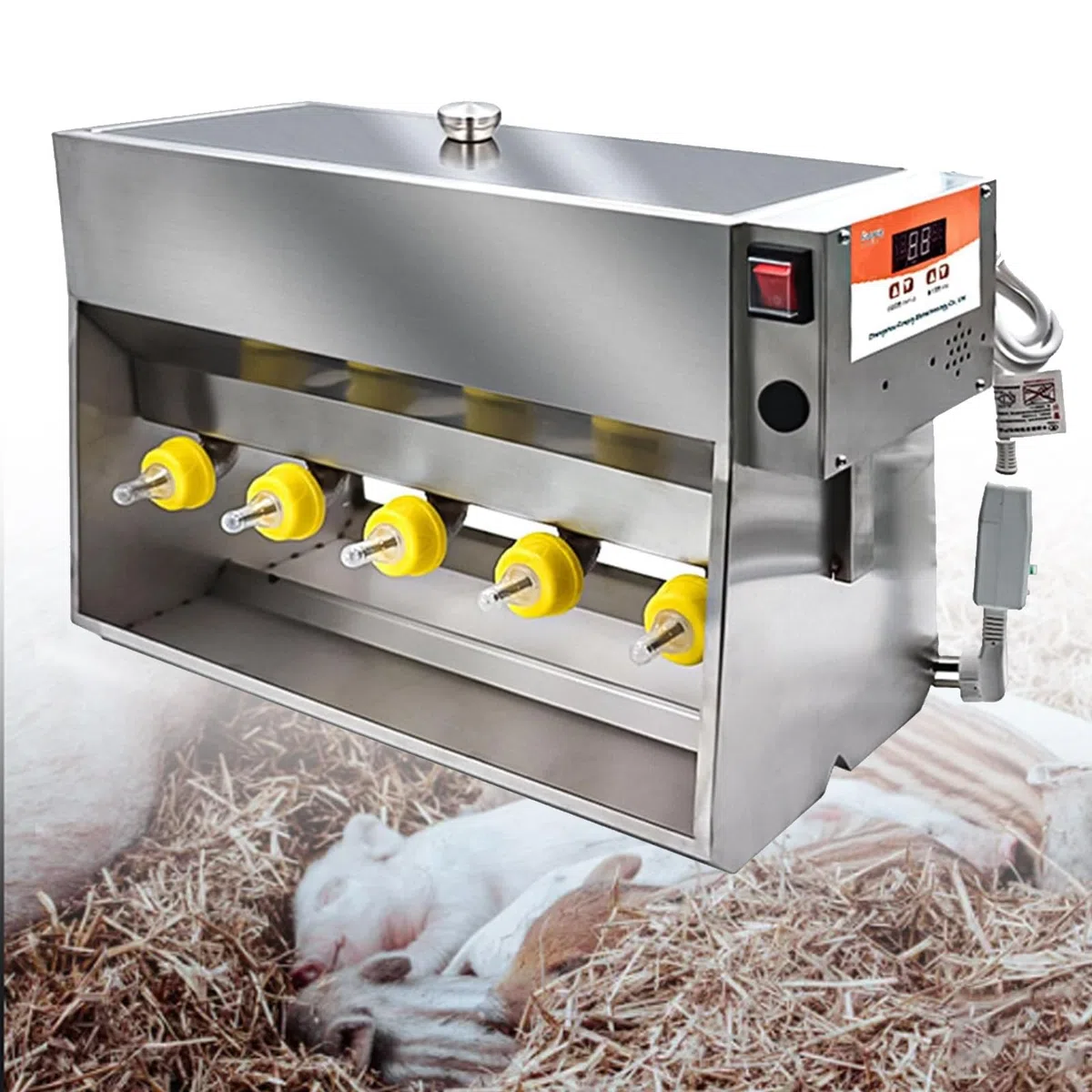 Automatische Ferkel Fütterungsflasche, Konstante Temperatur Silikon Nippel Feeder 10/14 Nippel für Bauernhof