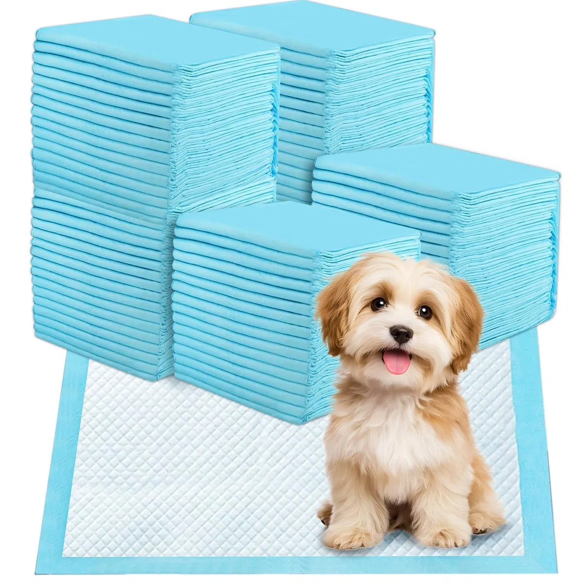 Hunde Trainingspads 60x60cm – 100 Stück Einweg Unterlagen, 6-lagige PIPI Matten für Welpen & Hunde, Ultra Saugfähig, Auslaufsicher & Geruchsneutral, Blau, Baby Einweg Wickelunterlagen
