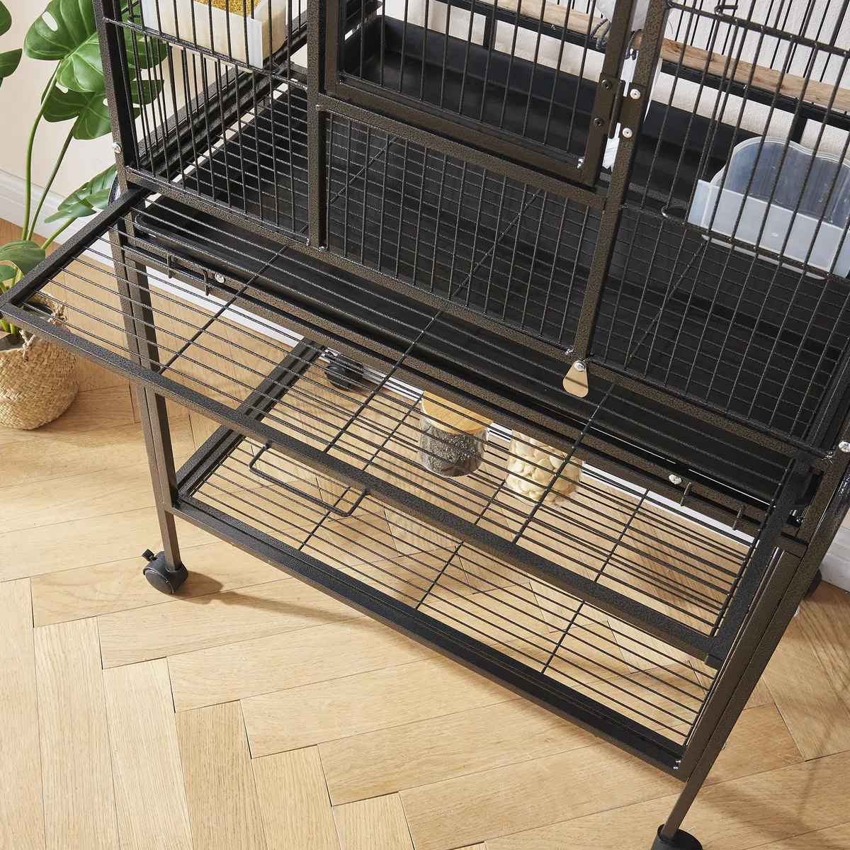 Panana Großer Wellensittichkäfig aus Metall, Vogelkäfig mit Ständer, rollender Papageienkäfig für Nymphensittiche, Graupapageien, Sittiche, Finken, Kanarienvogel, Flugkäfig für kleine Haustiertiere